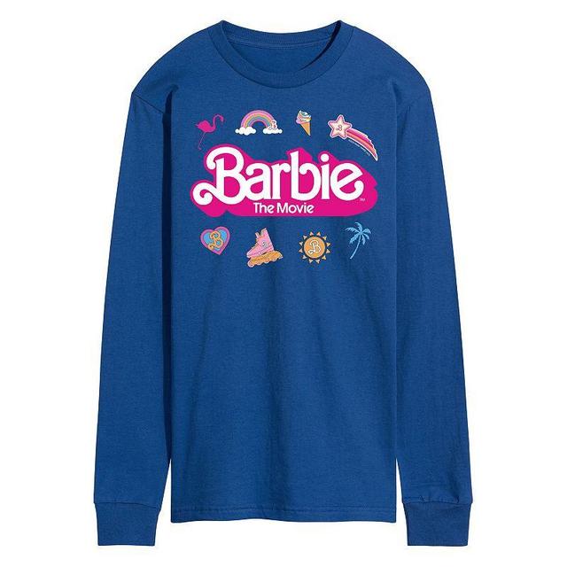 Mens Barbie Theatrical Logo Long Sleeve Graphic Tee Med Blue Product Image