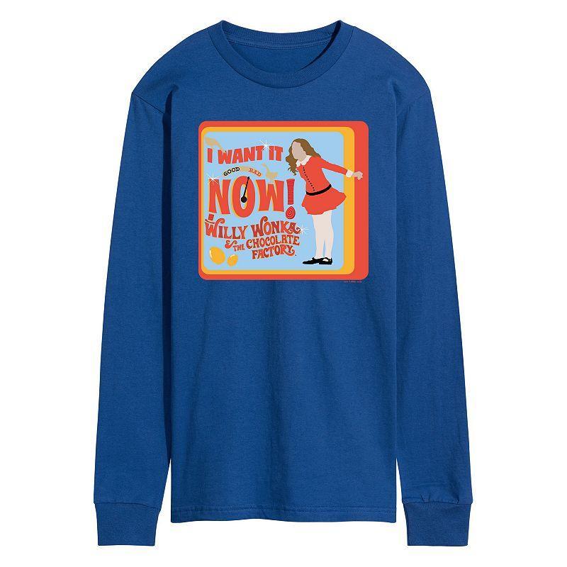 Mens Willy Wonka Veruca Salt Long Sleeve Graphic Tee Blue Product Image