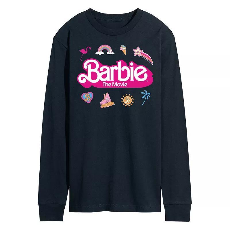 Mens Barbie Theatrical Logo Long Sleeve Graphic Tee Med Blue Product Image