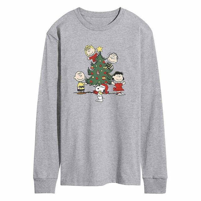 Mens Peanuts Christmas Tree Tee Dark Grey Product Image