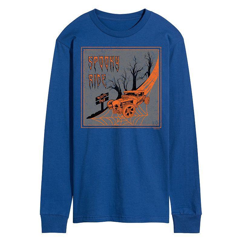 Mens Hot Wheels Spooky Ride Long Sleeve Graphic Tee Med Blue Product Image