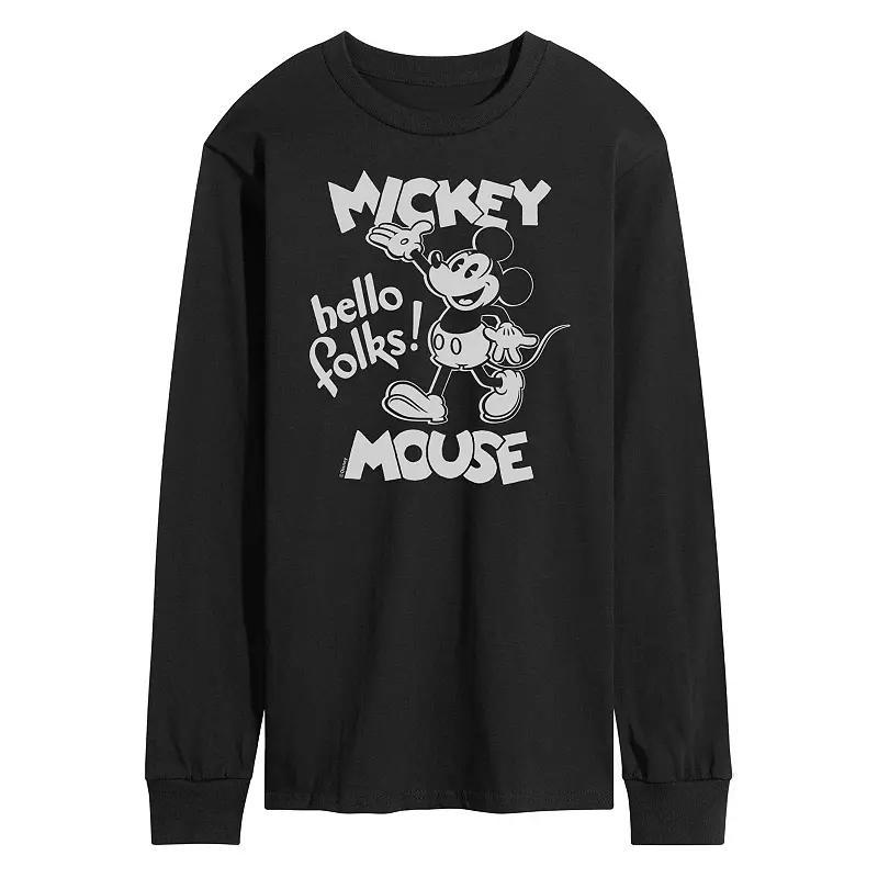 Mens Disneys Mickey Mouse Hello Folks Tee Blue Product Image