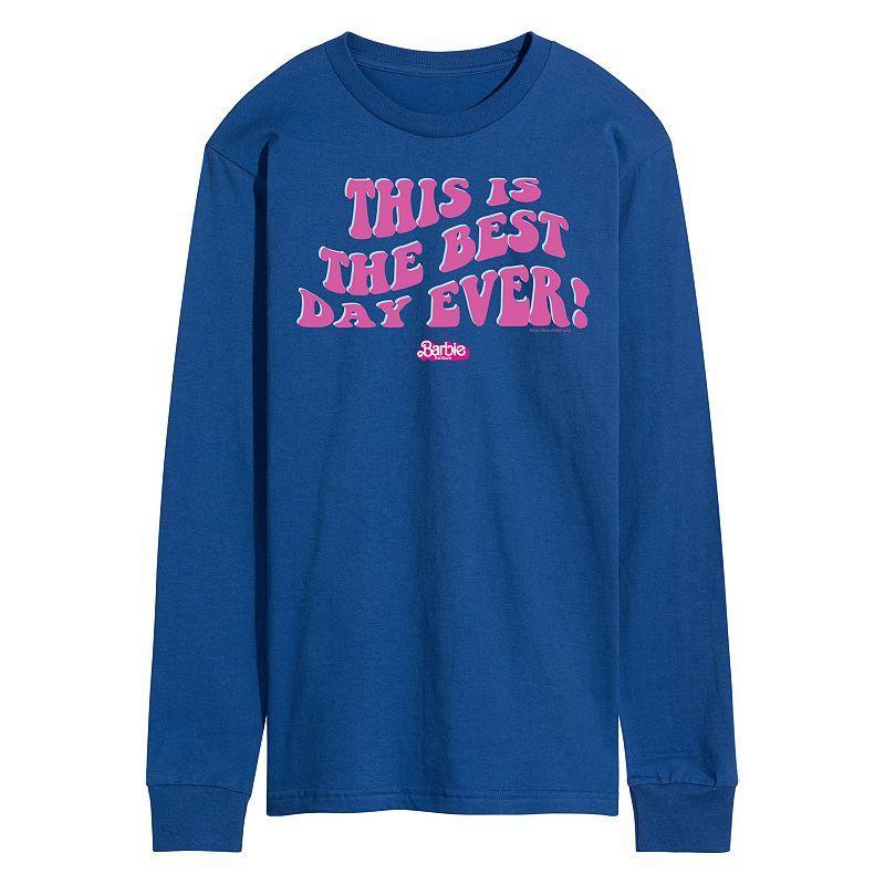 Mens Barbie Theatrical Best Day Ever Long Sleeve Graphic Tee Blue Product Image