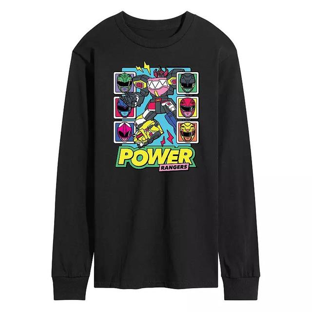 Mens Power Rangers Zord Heads Long Sleeve Graphic Tee Product Image