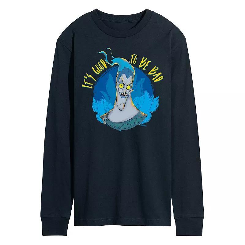 Disney Villains Hades Mens Good To Be Bad Long Sleeve Graphic Tee Blue Product Image