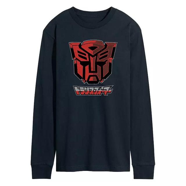 Mens Transformers Autobot Comic Style Long Sleeve Graphic Tee Blue Product Image