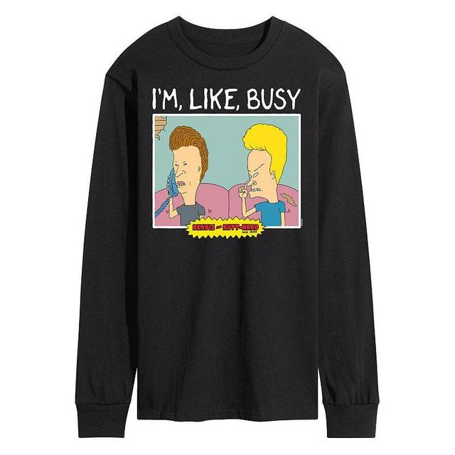 Mens Beavis And Butthead Im Like Busy Long Sleeve Tee Product Image