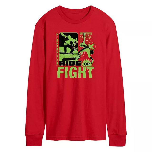 Mens Retro Ride Or Fight Skateboarding Long Sleeve Graphic Tee Product Image