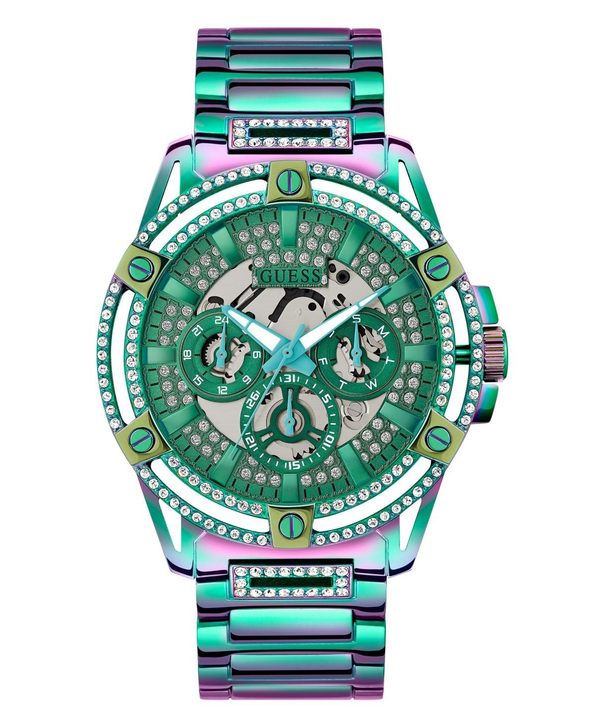 Guess Mens Multi-Function Iridescent Stainless Steel Watch 48mm - Iridescent Product Image