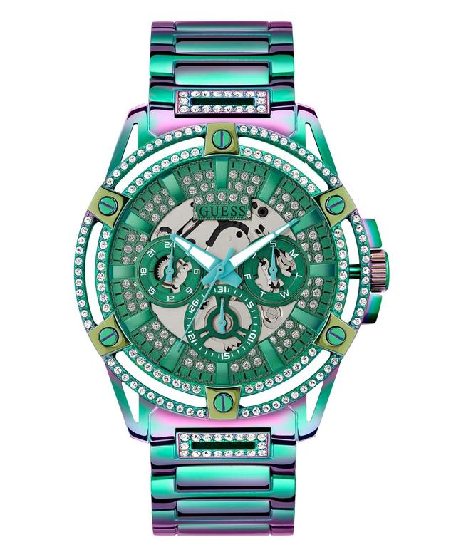 Guess Mens Multi-Function Iridescent Stainless Steel Watch 48mm - Iridescent Product Image