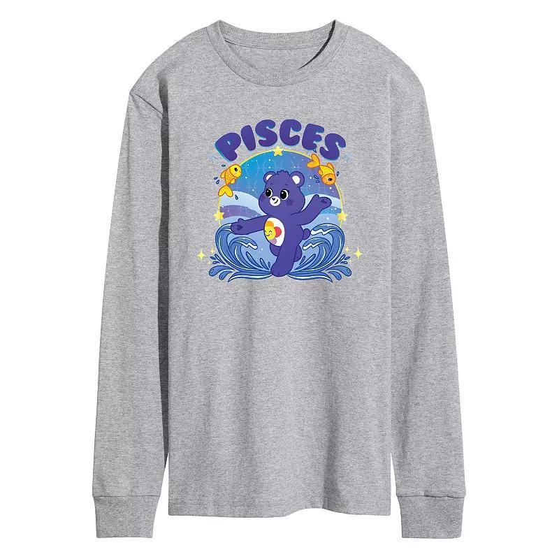 Mens Care Bears Pisces Long Sleeve Graphic Tee Grey Gray Product Image