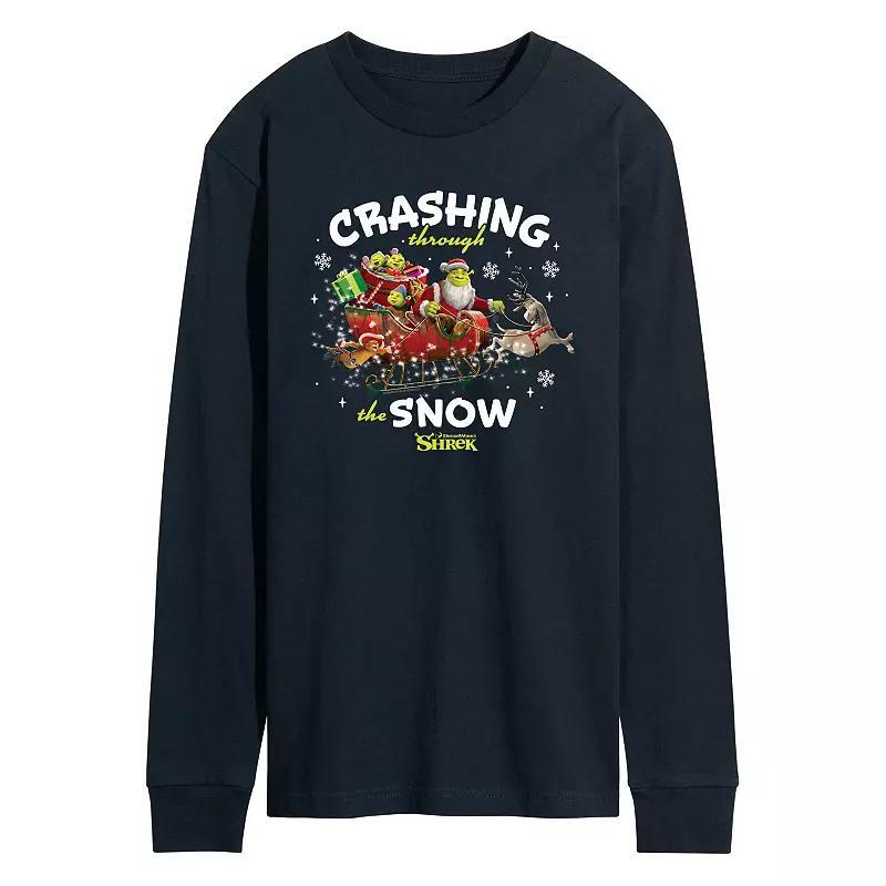 Mens Shrek Crashing Through The Snow Long Sleeve Graphic Tee Product Image