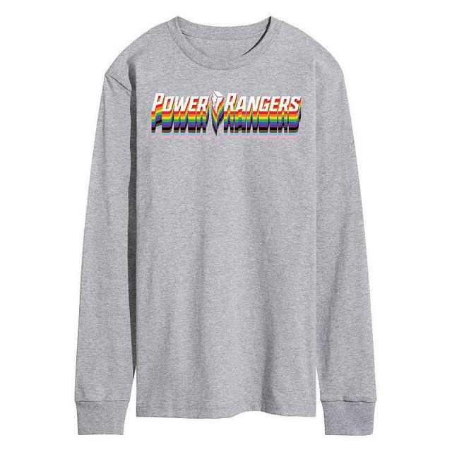 Mens Power Rangers Pride Logo Long Sleeve Graphic Tee Med Grey Product Image