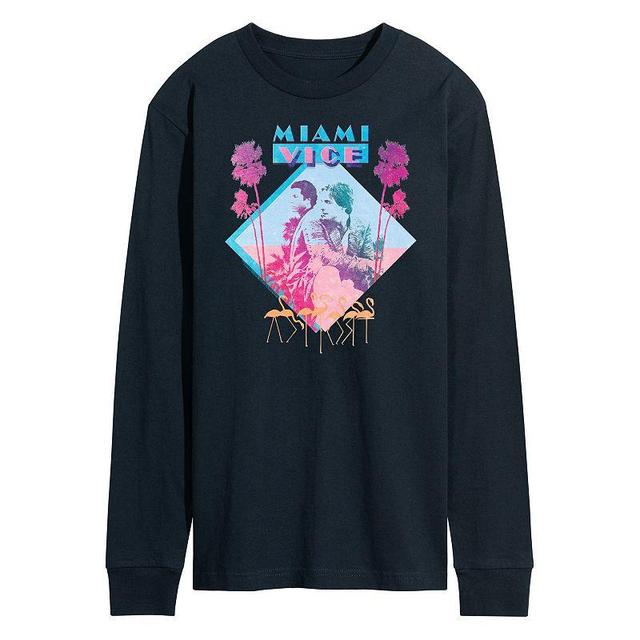 Mens Miami Vice Long Sleeve Graphic Tee Blue Product Image