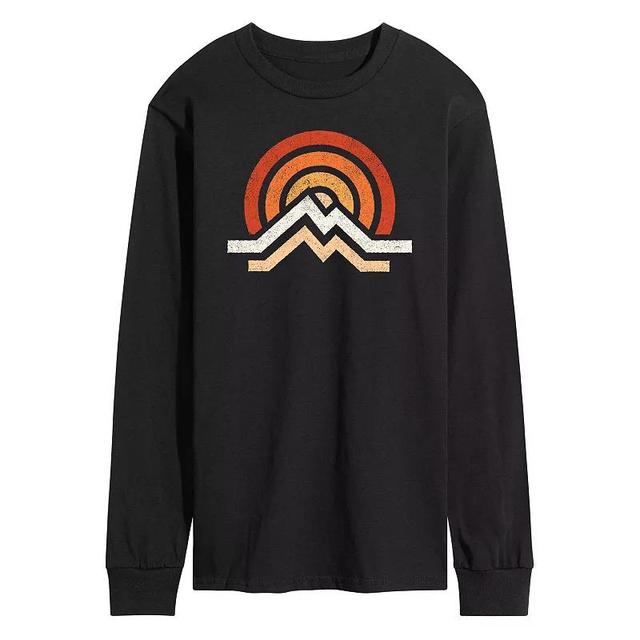 Mens Simple Mountains Long Sleeve Graphic Tee Black Product Image