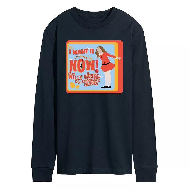 Mens Willy Wonka Veruca Salt Long Sleeve Graphic Tee Blue Product Image