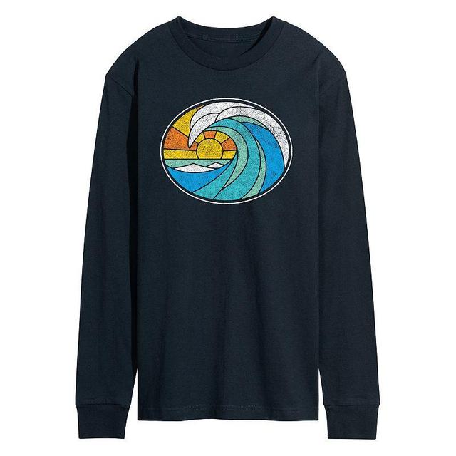 Mens Wave Stained Glass Tee Blue Product Image