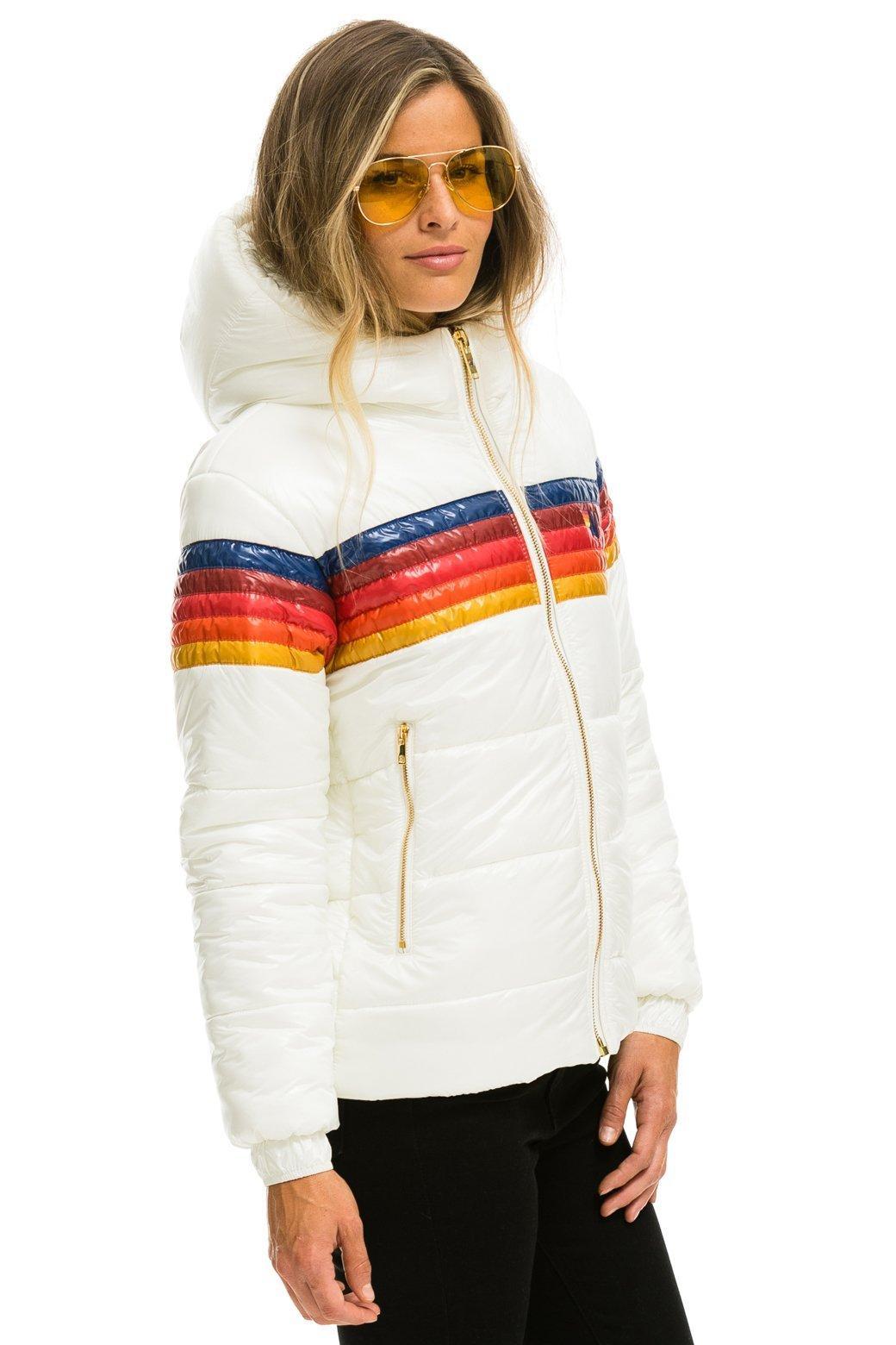 5 STRIPE LUXE TREKKER JACKET - GLOSSY WHITE Female Product Image