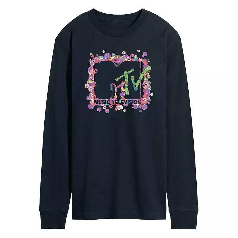 Mens MTV Floral Logo Graphic Tee Blue Product Image