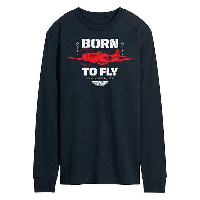 Mens Top Gun Maverick Born To Fly Long Sleeve Tee Blue Product Image