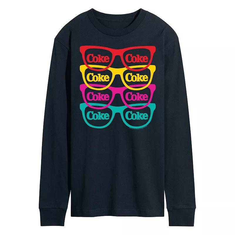 Mens Licensed Character CocaCola Sunglasses Long Sleeve Graphic Tee Blue Product Image