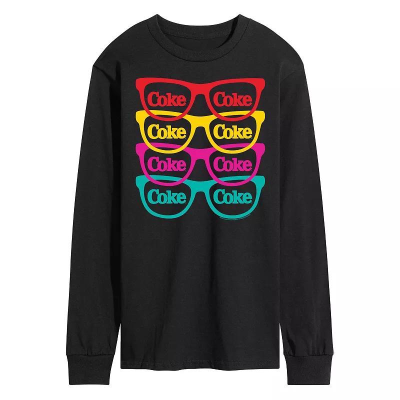 Mens Licensed Character CocaCola Sunglasses Long Sleeve Graphic Tee Blue Product Image