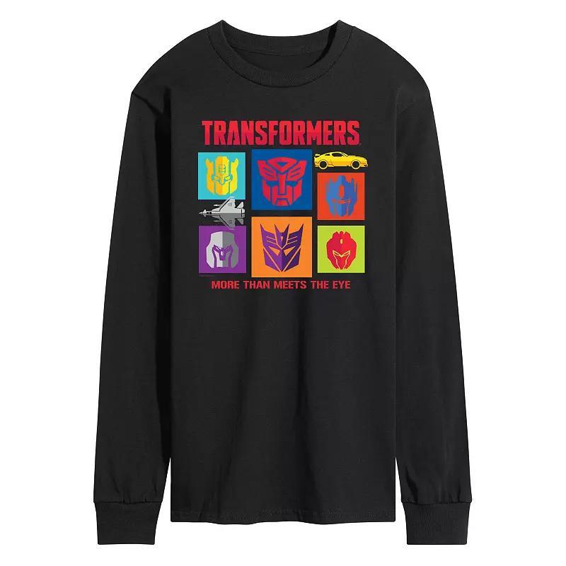 Mens Transformers Character Grid Long Sleeve Graphic Tee Product Image