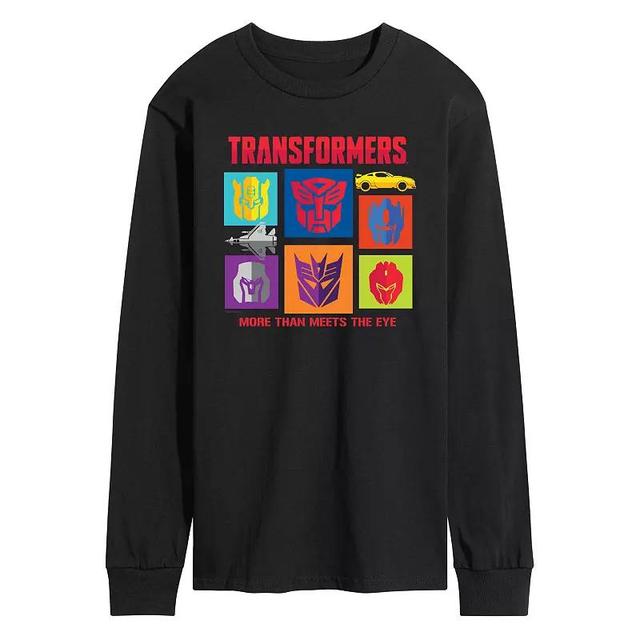 Mens Transformers Character Grid Long Sleeve Graphic Tee Product Image