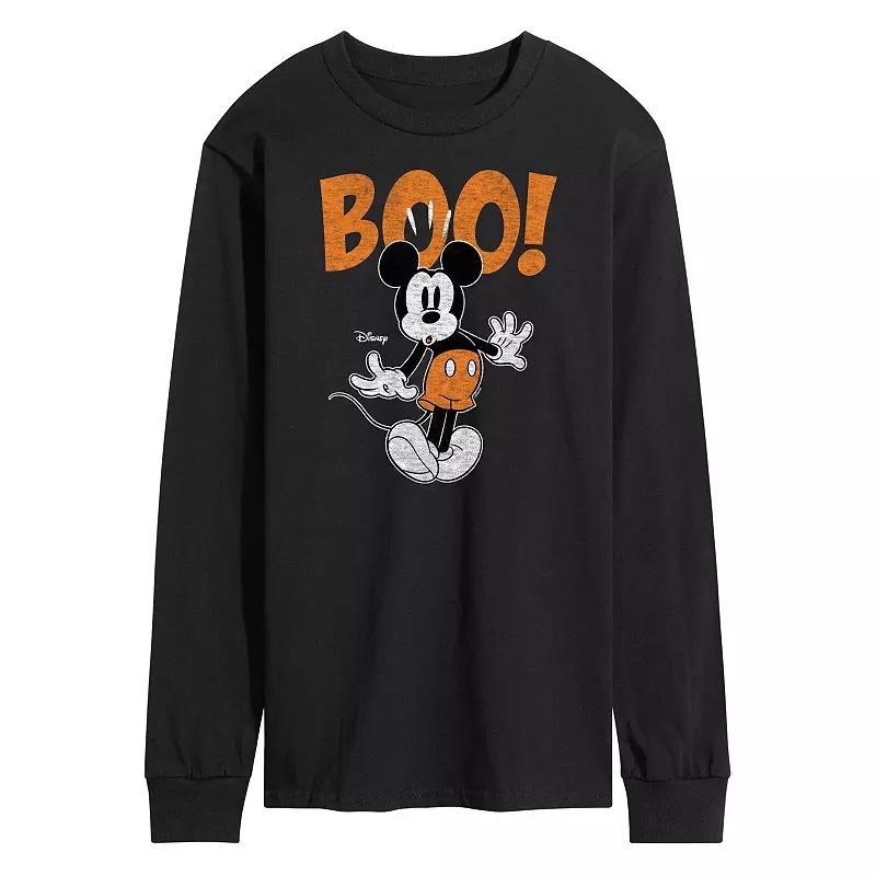 Disneys Mickey Mouse Mens Scared Boo Long Sleeve Graphic Tee Product Image