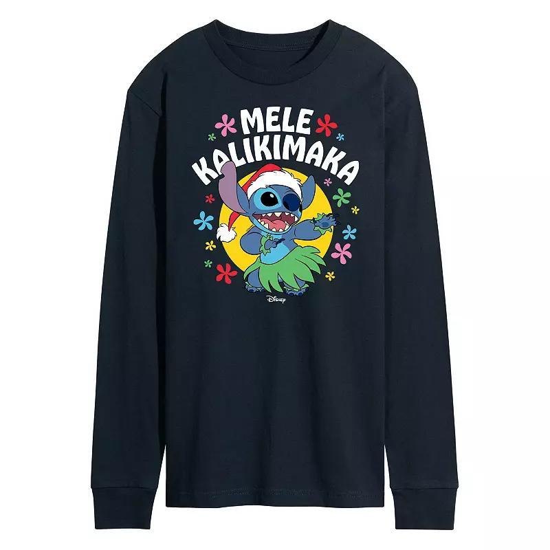 Disneys Lilo & Stitch Mele Kalikmaka Tee, Mens Blue Product Image