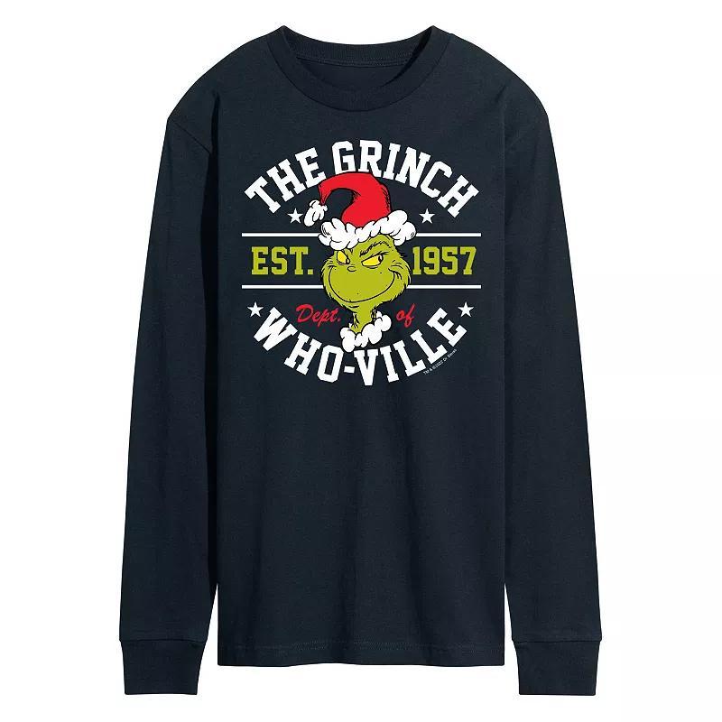 Mens Dr. Seuss Grinch Who-ville Long Sleeve Tee Blue Product Image