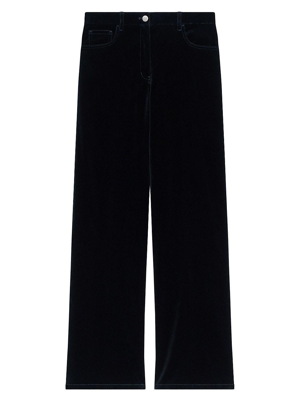 Womens Mid-Rise Straight-Leg Velvet Pants Product Image