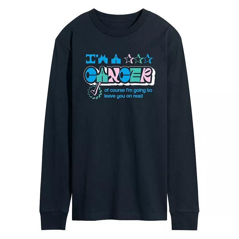 Mens Im A Cancer Leave You On Read Long Sleeve Graphic Tee Blue Product Image