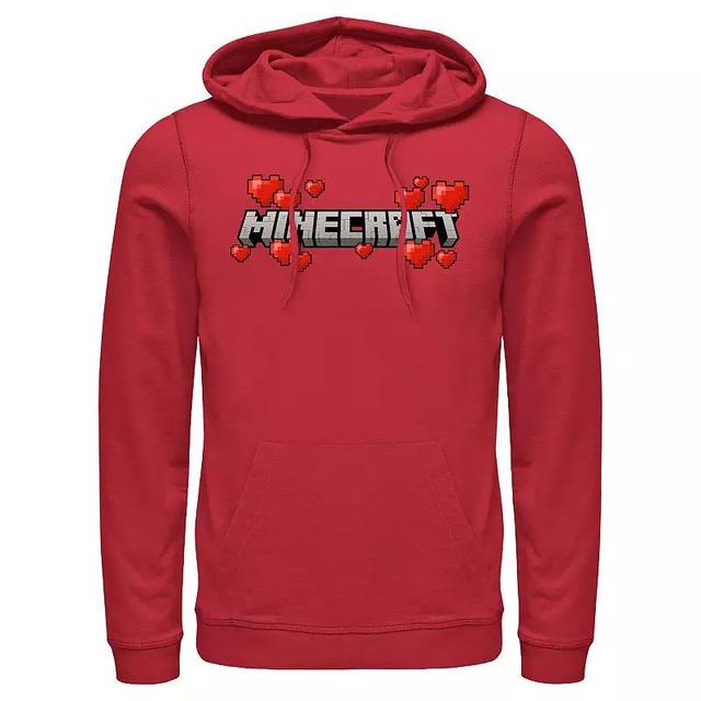 Mens Minecraft Title Hearts Logo Graphic Hoodie Product Image