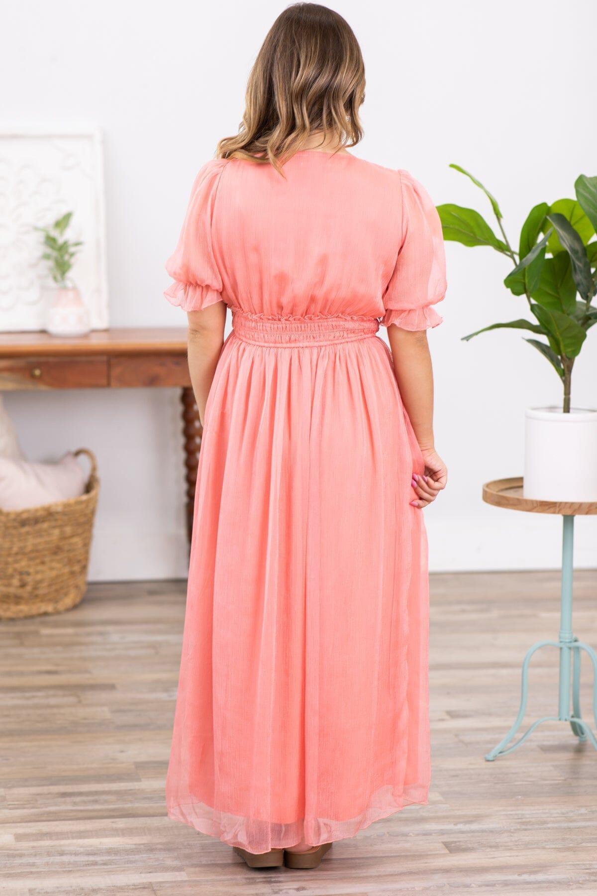 Coral Short Sleeve Maxi Dress Product Image