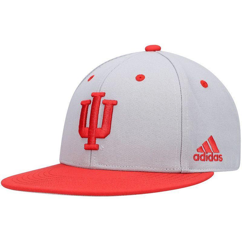 Mens adidas Gray Indiana Hoosiers On-Field Baseball Fitted Hat Product Image