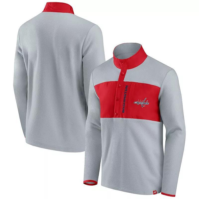 Mens Fanatics Branded Gray/Red Chicago Blackhawks Omni Polar Fleece Quarter-Snap Jacket Product Image