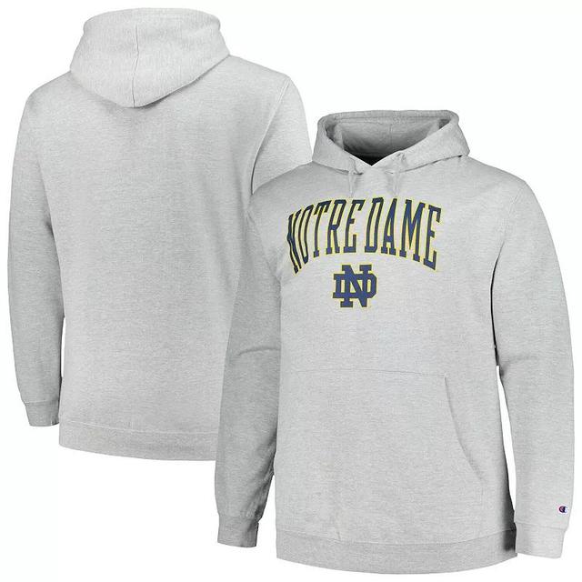 Mens Champion Heather Gray Notre Dame Fighting Irish Big & Tall Arch Over Logo Powerblend Pullover Hoodie Product Image