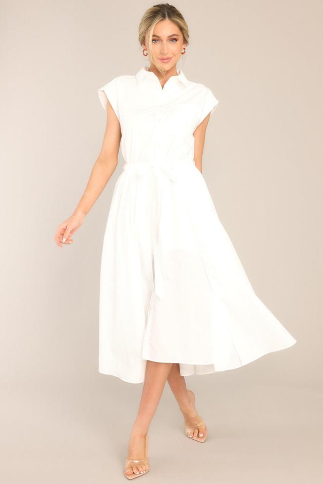 Memories That Last White Button Front Midi Dress Product Image