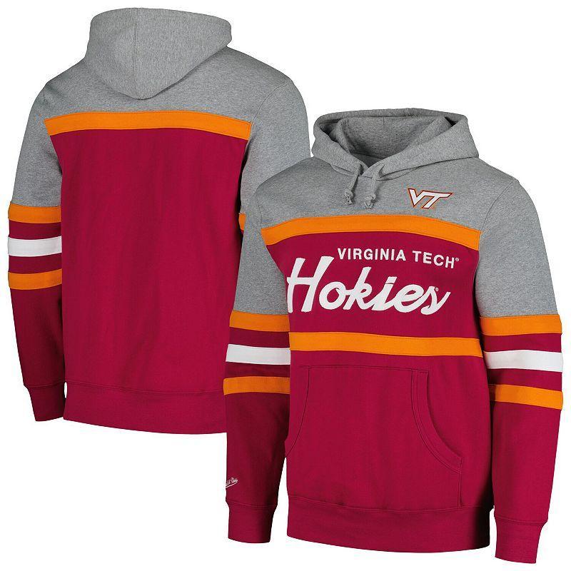 Mens Mitchell & Ness Maroon Virginia Tech Hokies Head Coach Pullover Hoodie Product Image