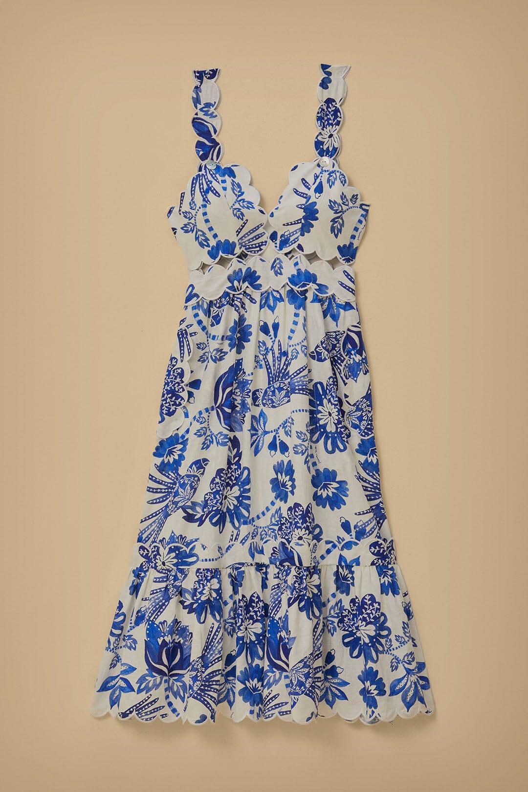 Off-White Flowerful Birds Lenzing™ Ecovero™ Euroflax™ Midi Dress Product Image