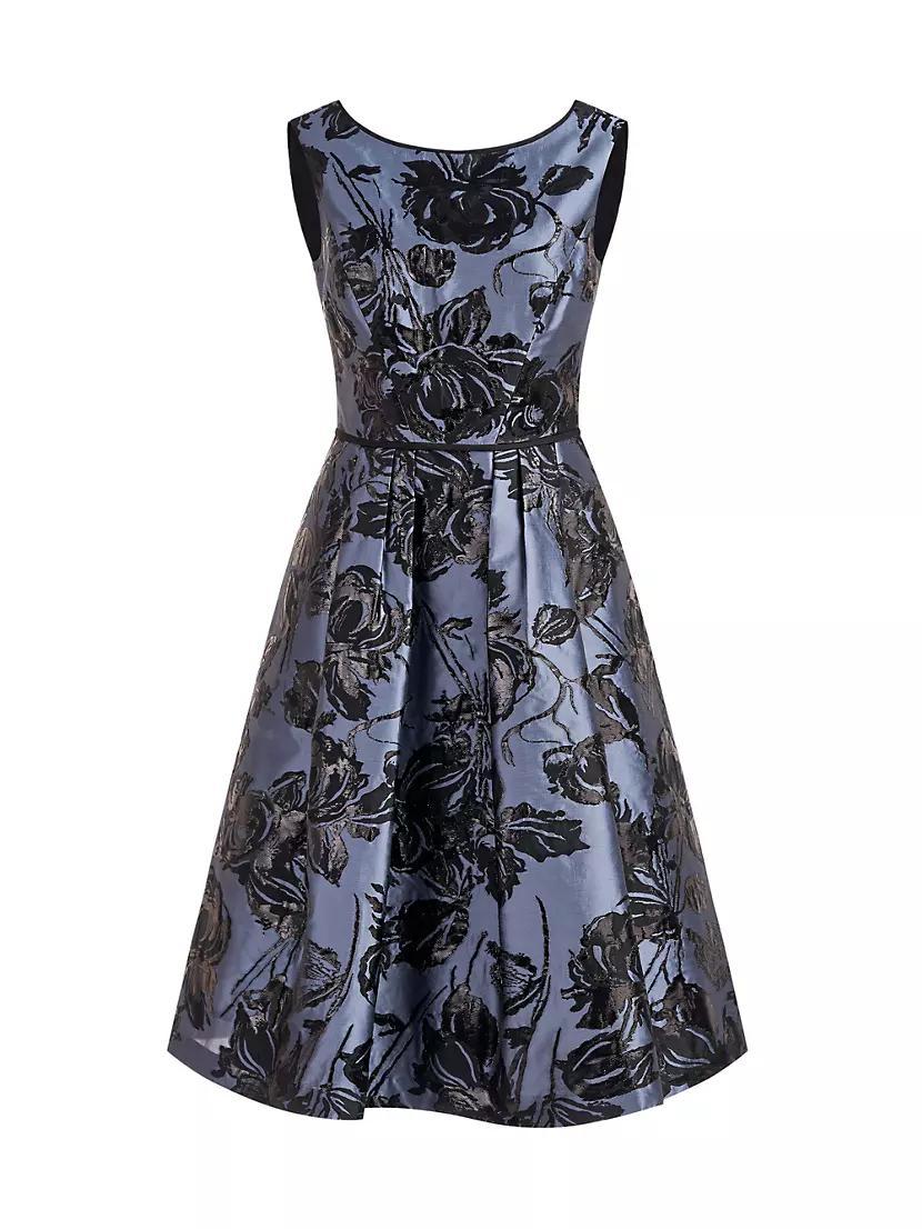 Jackie Metallic Floral Midi-Dress Product Image