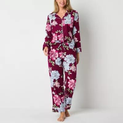 Liz Claiborne Womens Flannel Long Sleeve 2-pc. Pant Pajama Set Product Image