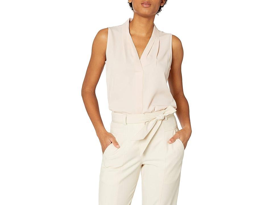 Calvin Klein Women's Sleeveless Blouse with Inverted Pleat (Standard and Plus) (Blush) Women's Clothing Product Image