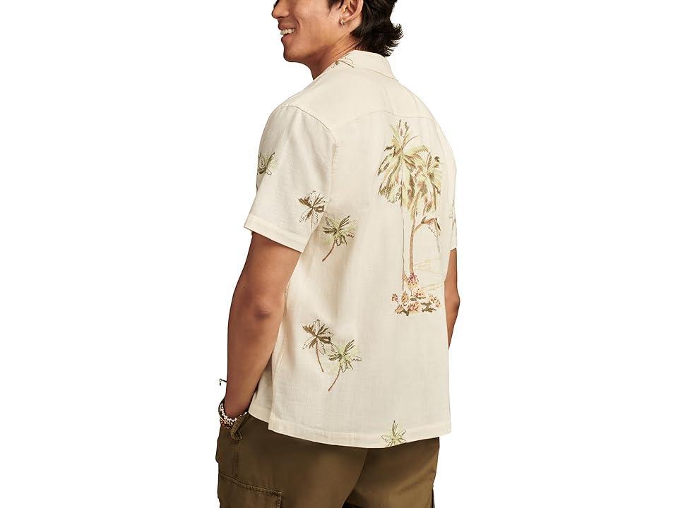 Lucky Brand Palm Tree Embroidered Short Sleeve Camp Collar Shirt (Palm Beach) Men's T Shirt Product Image