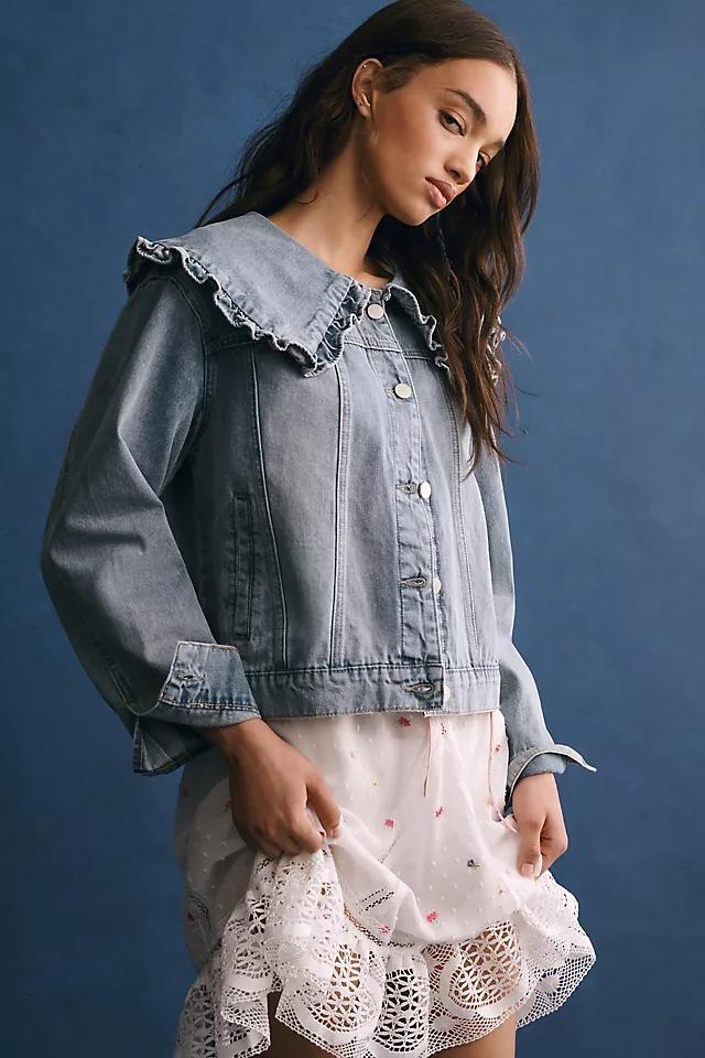 MABLE Peter Pan Collar Denim Jacket Product Image