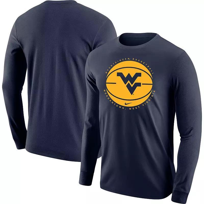 Mens Nike West Virginia Mountaineers Basketball Long Sleeve T-Shirt Blue Product Image