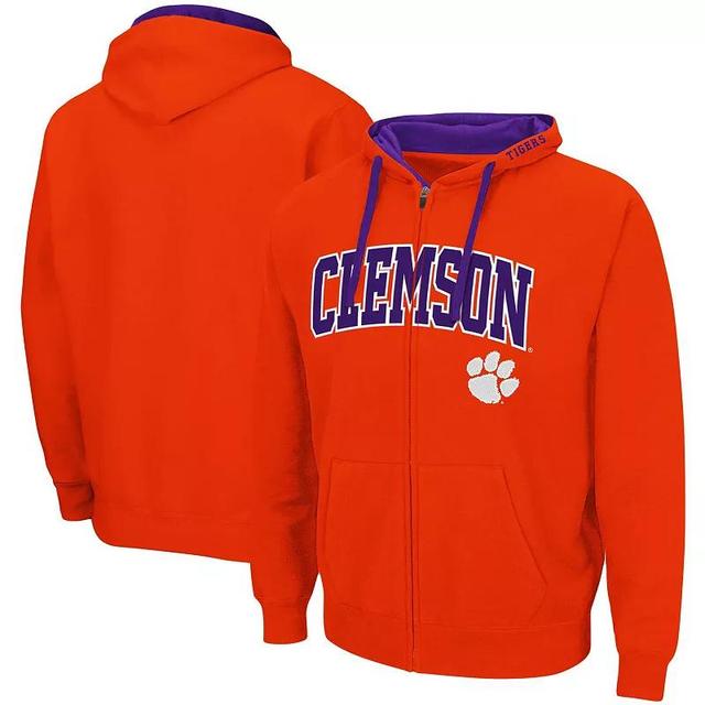 Mens Colosseum Clemson Tigers Arch & Logo 2.0 Full-Zip Hoodie Product Image