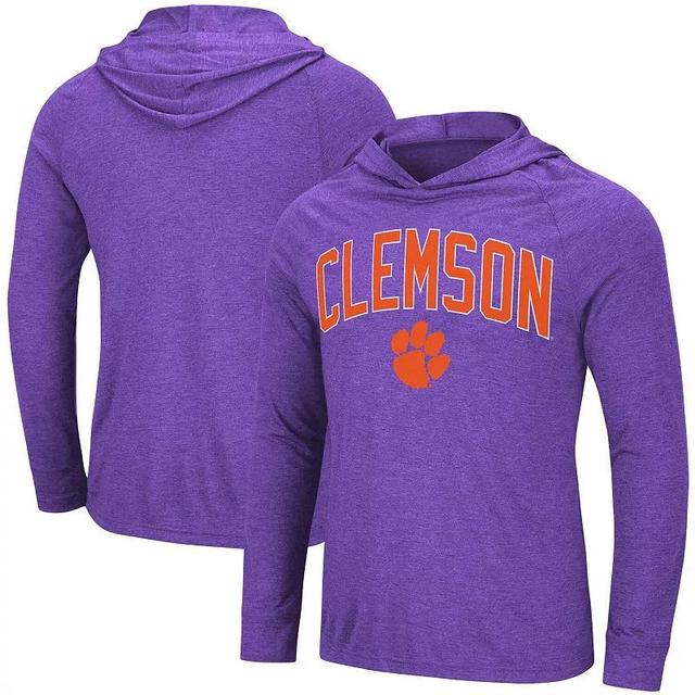 Mens Colosseum Heathered Clemson Tigers Big & Tall Wingman Raglan Hoodie T-Shirt Product Image