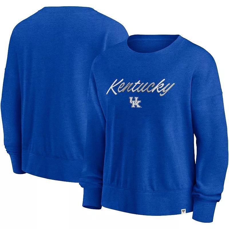 Womens Fanatics Branded Heather Royal Kentucky Wildcats Script Pullover Sweatshirt Product Image